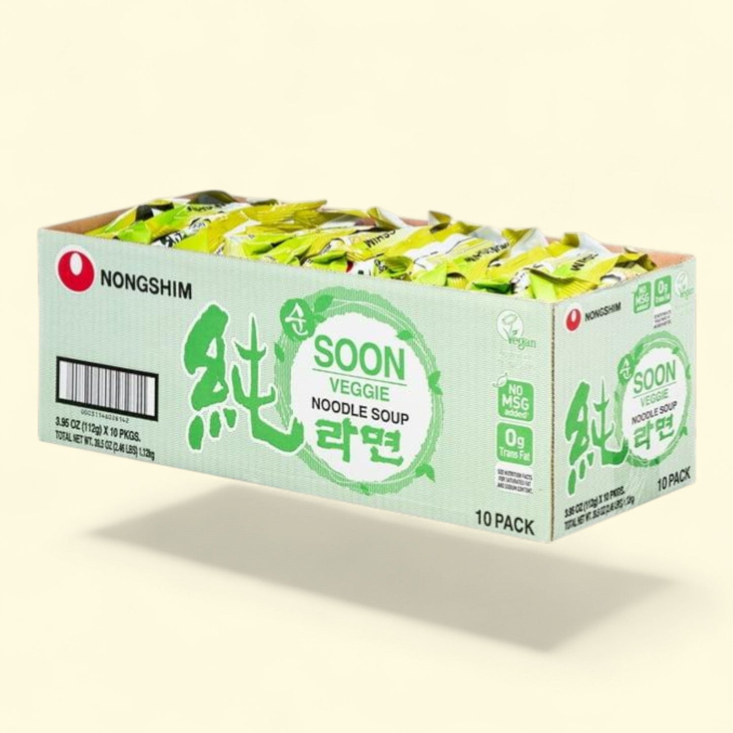 Nongshim Soon Veggie Ramen Noodle Soup, 3.95oz x 10 Count