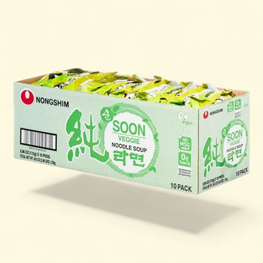 Nongshim Soon Veggie Ramen Noodle Soup, 3.95oz x 10 Count
