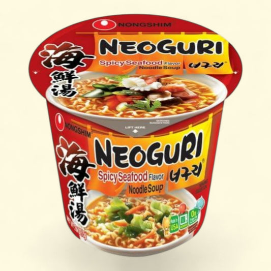 Nongshim Neoguri Spicy Seafood Ramyun Ramen Noodle Soup Cup, 2.64oz x 6