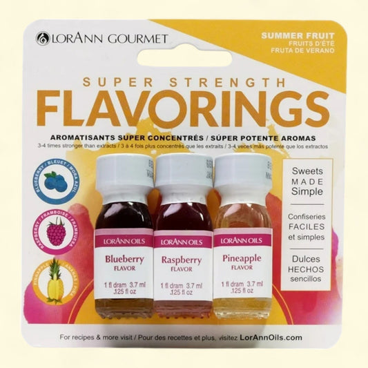 LorAnn Candy & Baking Flavoring .125oz 3/Pkg-Summer Fruit-Blueberry/Raspberry/Pineapl