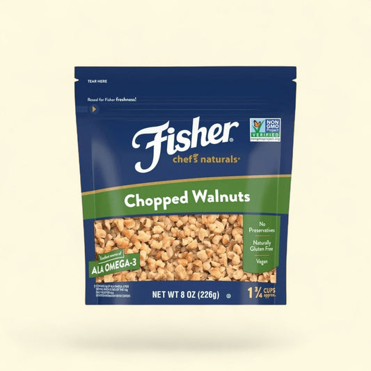 Fisher Chef's Naturals Chopped Walnuts, 8 oz — authentic US product shipped worldwide by Treatspree
