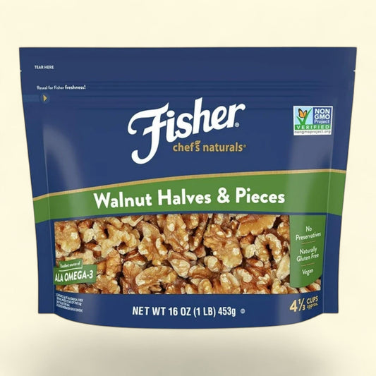 Fisher Chef's Naturals Walnut Halves & Pieces, 16 oz Bag