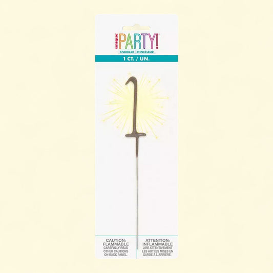 Unique Industries Number 1 Sparkler Flame Cake Candle: Gold, Birthday Candle, Size