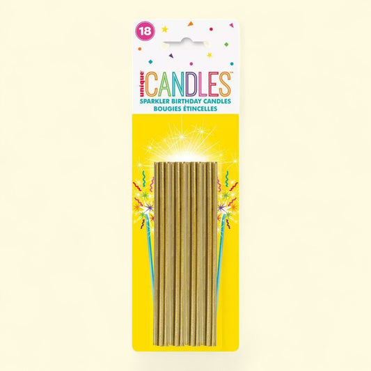 Unique Industries Sparkler Birthday Candles, 18ct Gold