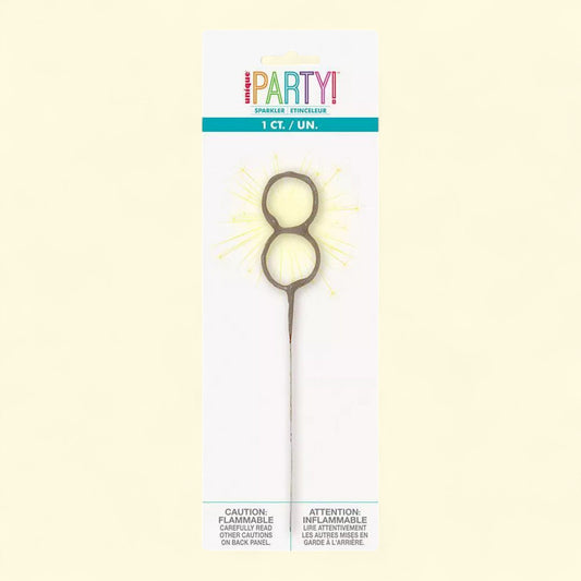 Unique Industries Number 8 Sparkler Flame Cake Candle: Gold, 7" Wax