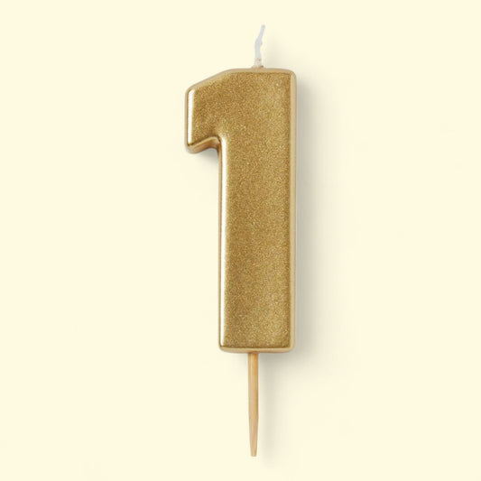 Spritz Gold Candle, Number 1, Size