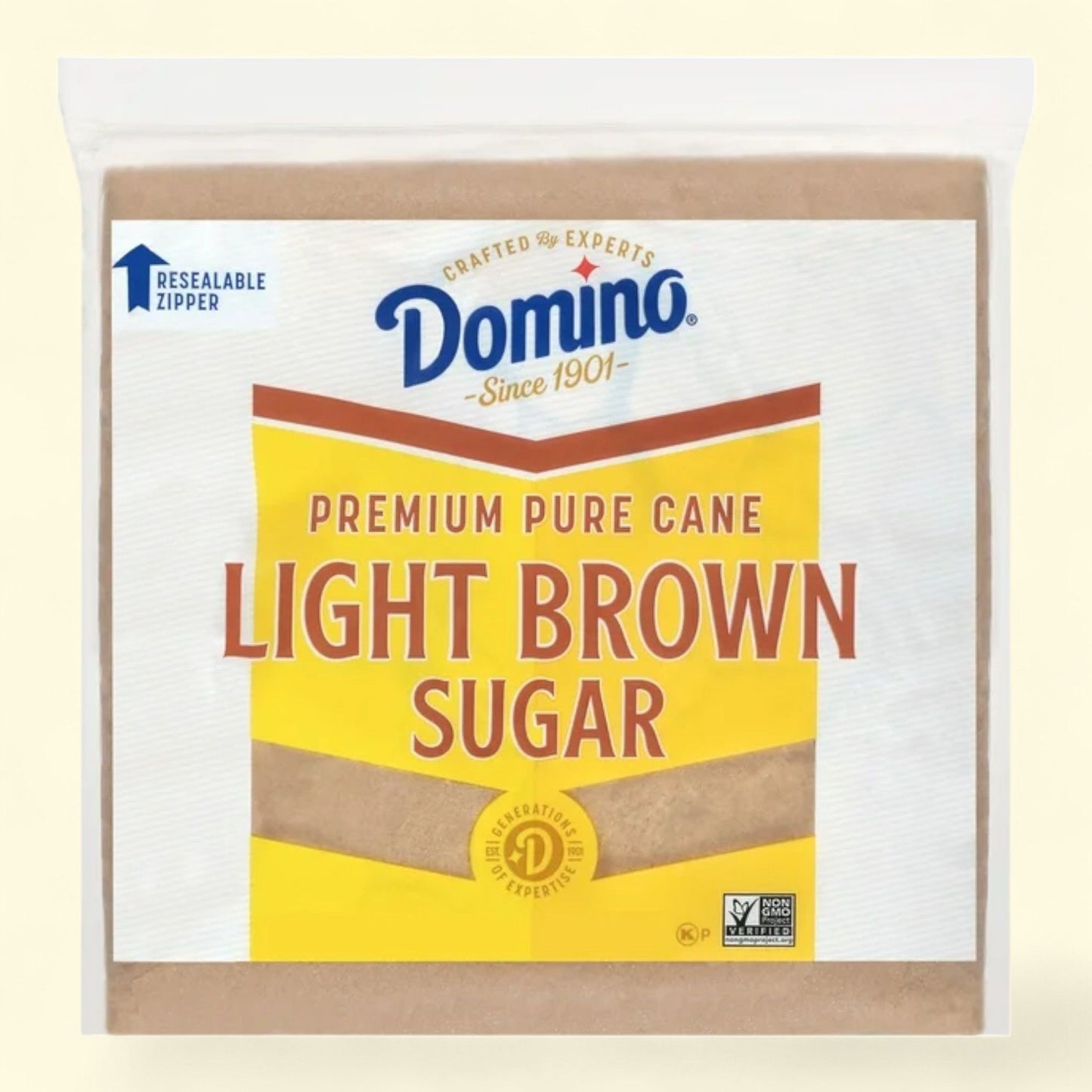 Domino Pure Cane Light Brown Sugar, 4# Zipper-Pak