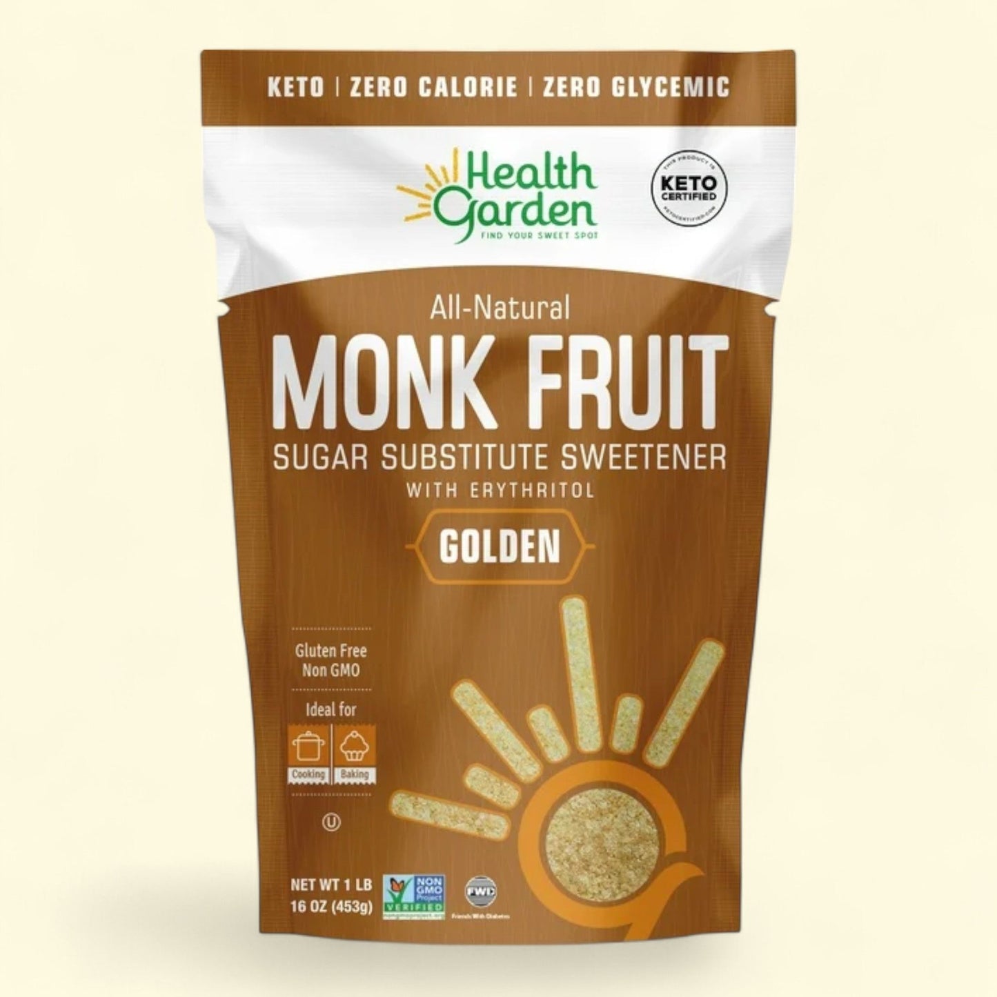 Health Garden Monk Fruit Golden Sweetener, 1 lb