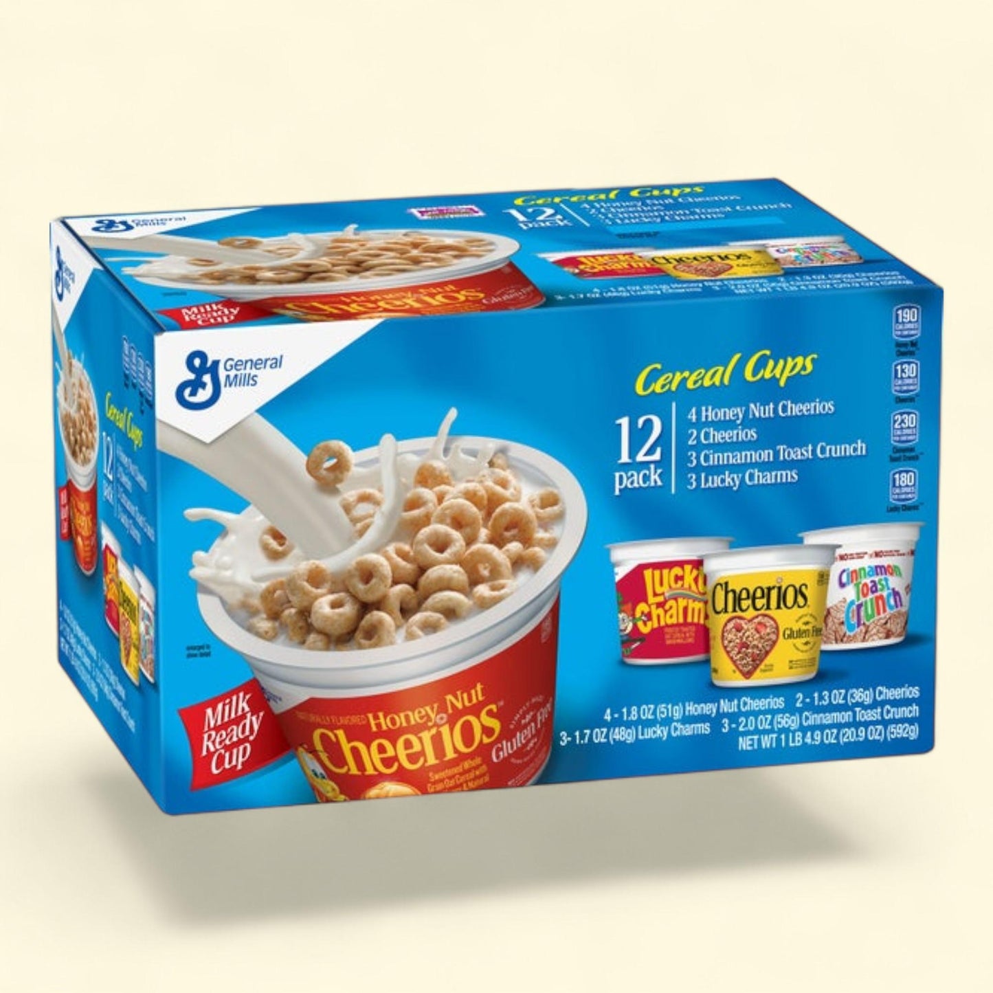 Assortiment de coupelles de céréales General Mills, lot de 12