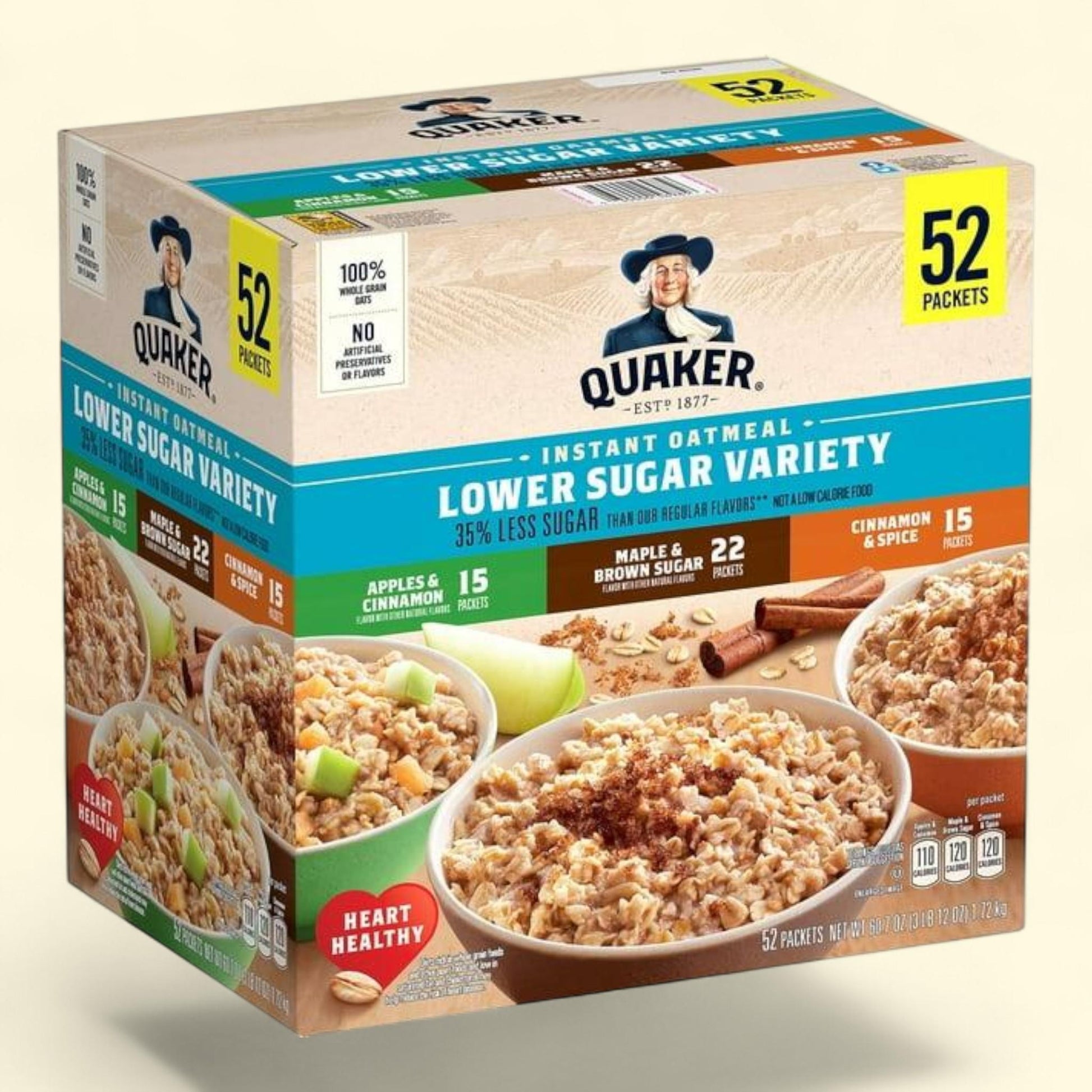 Quaker Instant Oatmeal, Variety Pack, 1.17 oz., 52 pk.