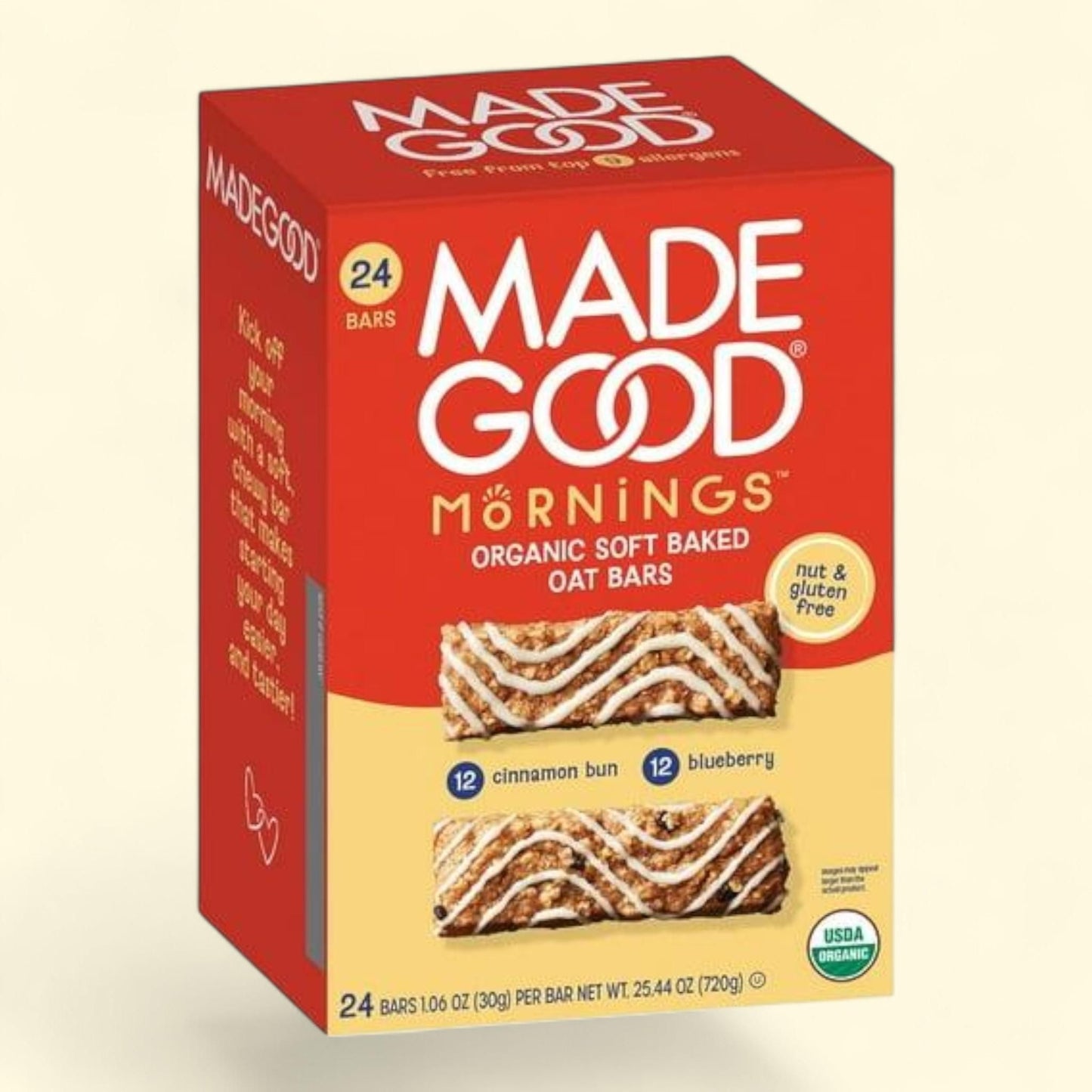 MadeGood Mornings Organic Soft Baked Oat Bars, Variety Pack, 24 ct.