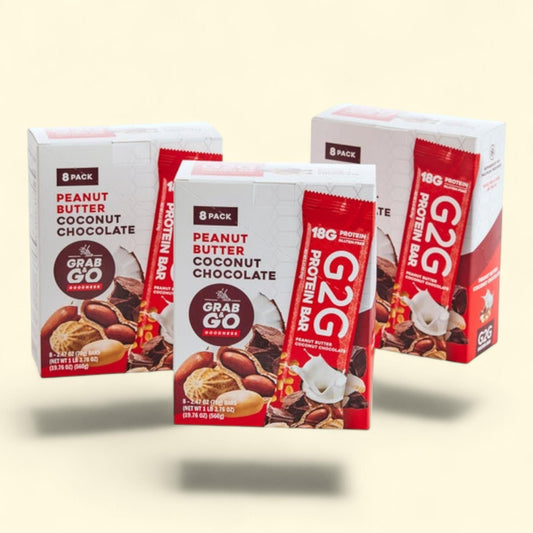 G2G Protein Bars, Peanut Butter Coconut Chocolate, 3-pack, 24-count