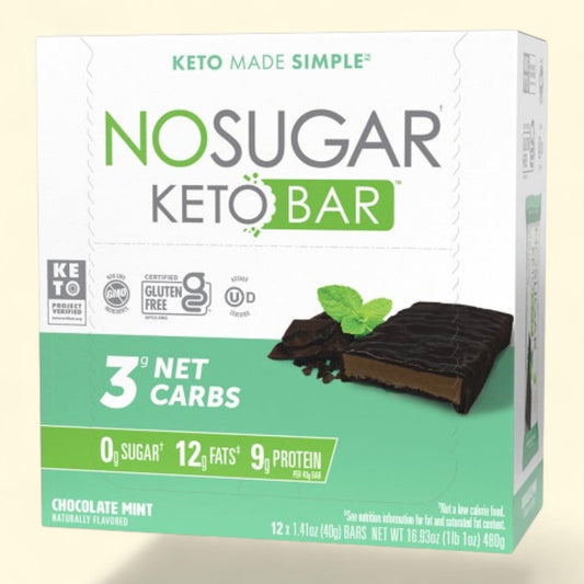 No Sugar Keto Bar, Chocolate Mint, 12-count, 2-pack — authentic US product shipped worldwide by Treatspree
