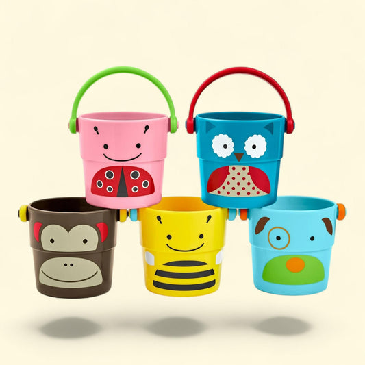 Jouet de bain Skip Hop, seaux empilables et verseurs Zoo, format standard ? Jouet de bain Skip Hop, seaux empilables et verseurs Zoo, lot de 1