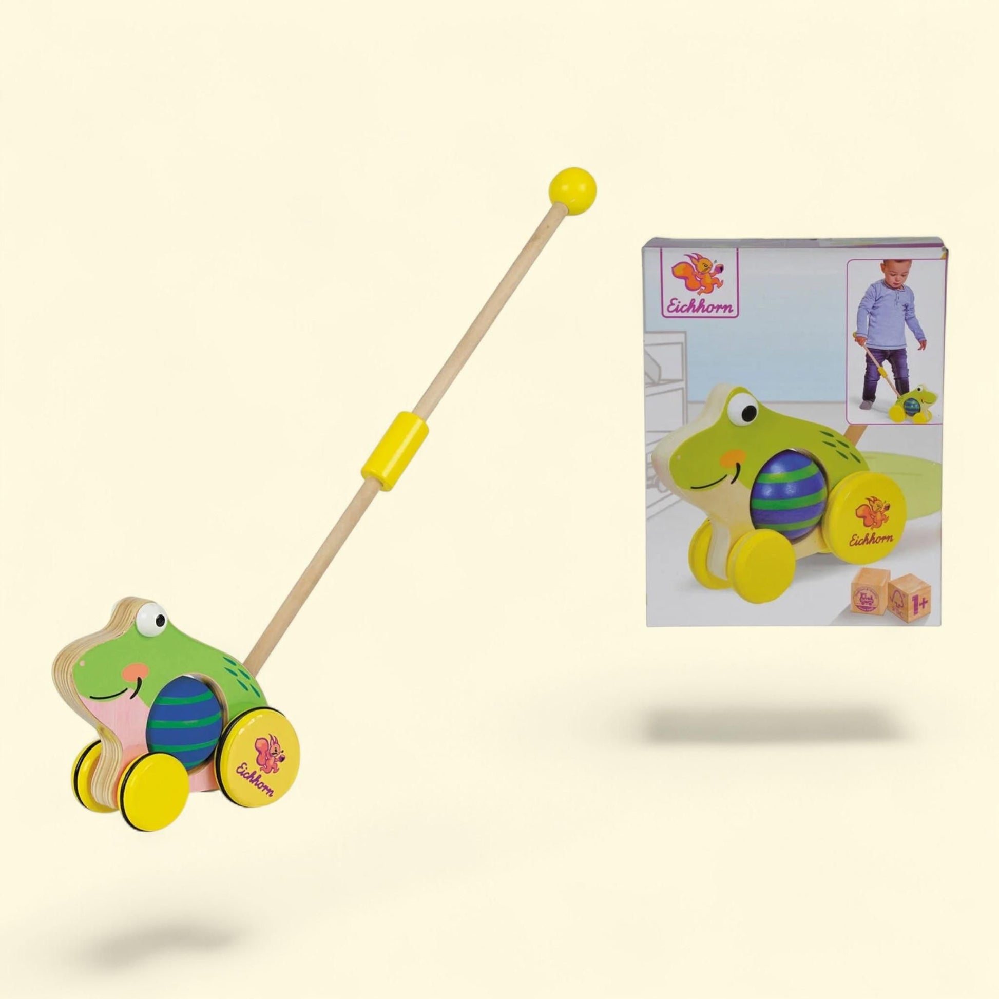 Eichhorn Push-Along Frog, Wooden, 1 count — authentic US product shipped worldwide by Treatspree