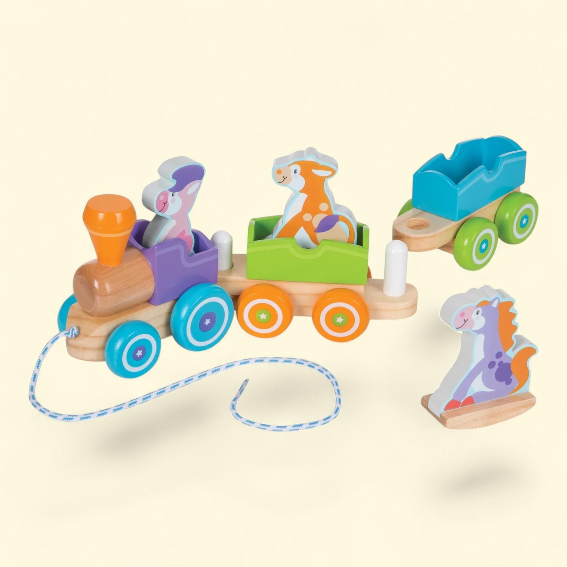 Melissa & Doug First Play Wooden Rocking Farm Animals Pull Train, S... — authentic US product shipped worldwide by Treatspree