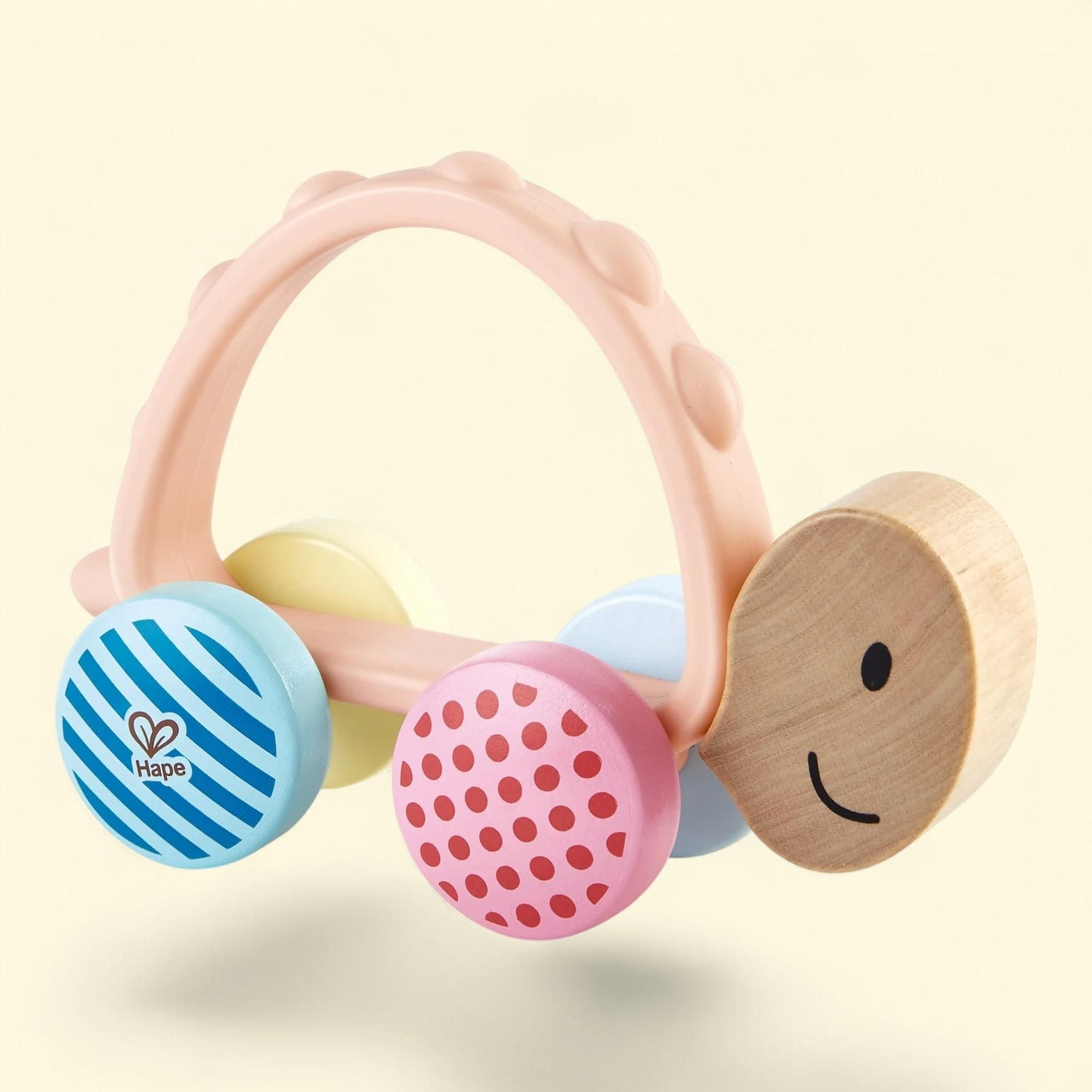 Hape Turbo Turtle Teether & Push Toy, Wood & Silicone, Baby-Toddler-Kids 10mo+