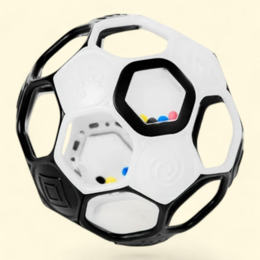 Bright Starts Grippin' Goals Rattle Ball, Black & White, 1 count