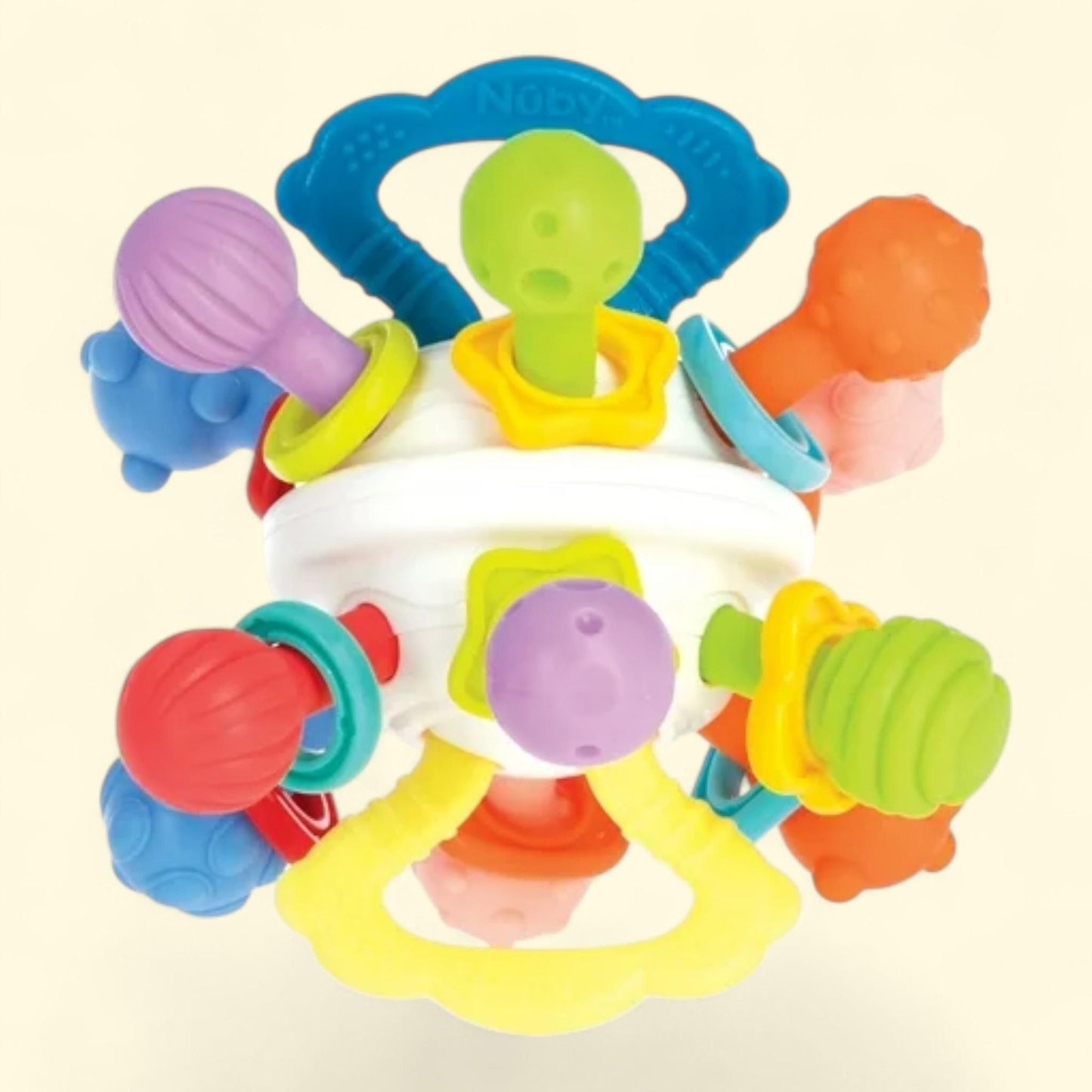 Nuby Textured Twist Ball Baby Teether, Infant Toy, Colorful Rattle, 1 count