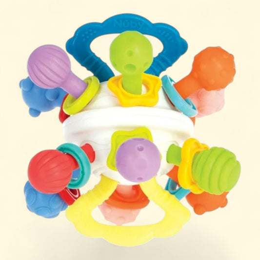 Nuby Textured Twist Ball Baby Teether, Infant Toy, Colorful Rattle, 1 count