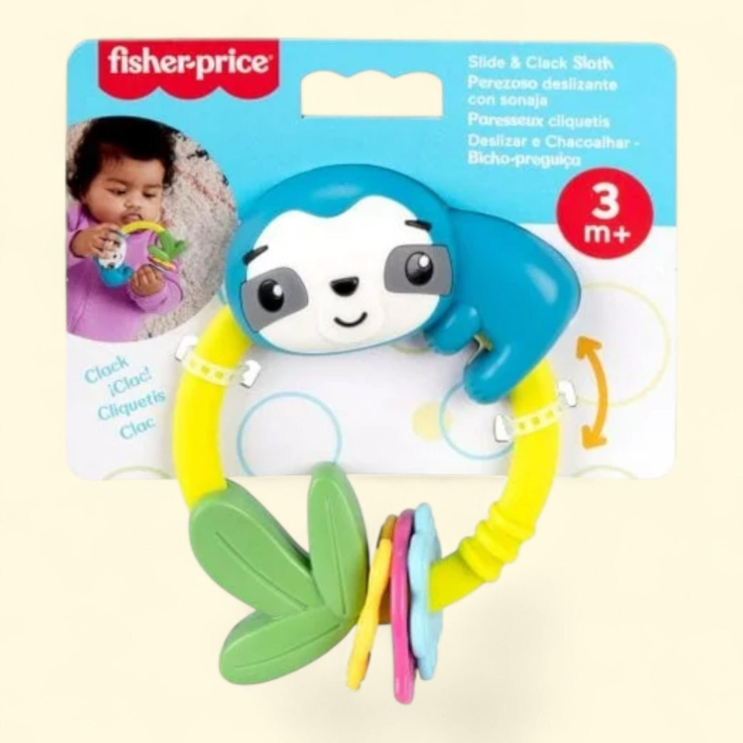 Fisher-Price Slide & Clack Sloth Teether Toy, Baby Size ? Fisher-Price Slide & Clack Sloth Teether Toy, 1 count