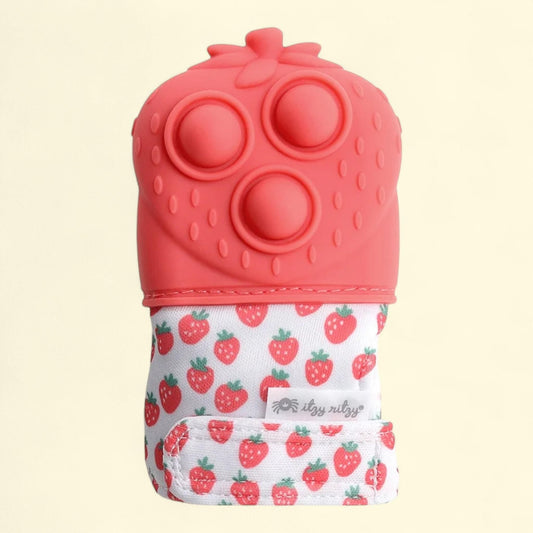 Itzy Ritzy, Mitt Pop™ Strawberry Teether, 1 count