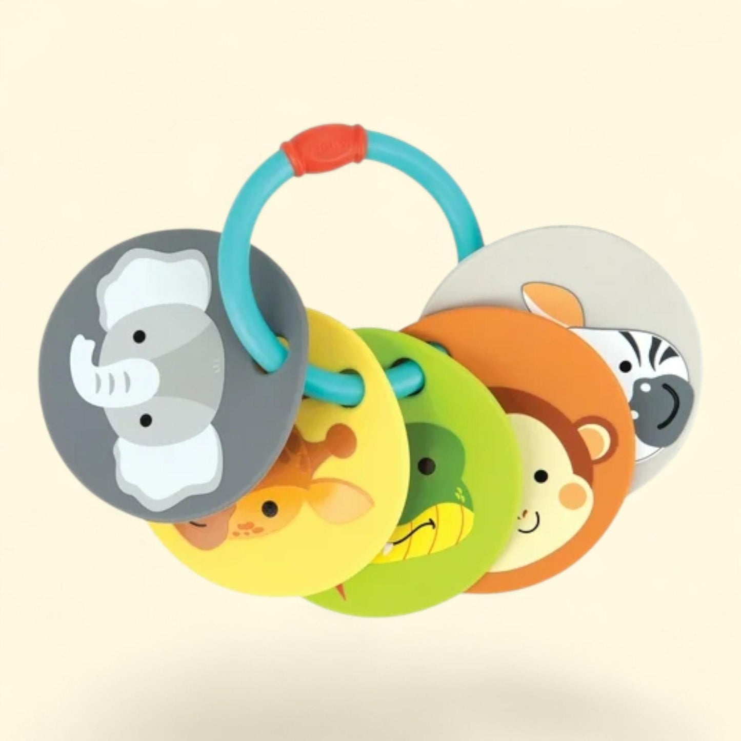 Nuby Animal Flash Cards Teether Toy Ring, Multicolor Animals, 1 count