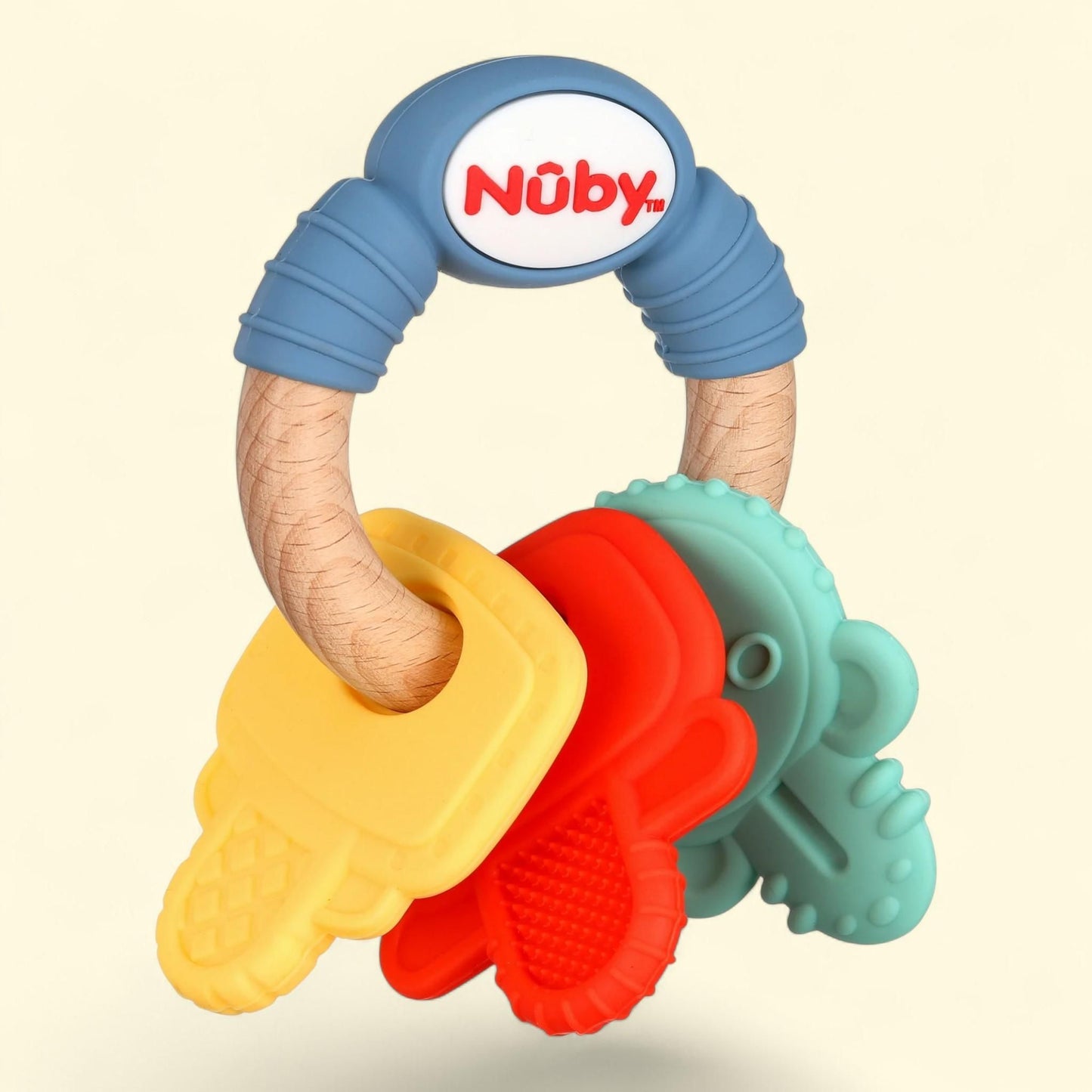 Nuby Teether, Key Ring Design, Natural Silicone and Wood, Size ? Nuby Teether, Key Ring Design, Natural Silicone and Wood, 1 count