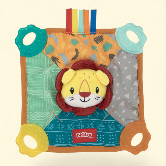 Nuby Teething Blankie and Teether Toy, Multicolor Lion, One Size ? Nuby Teething Blankie and Teether Toy, Multicolor Lion, 1 count