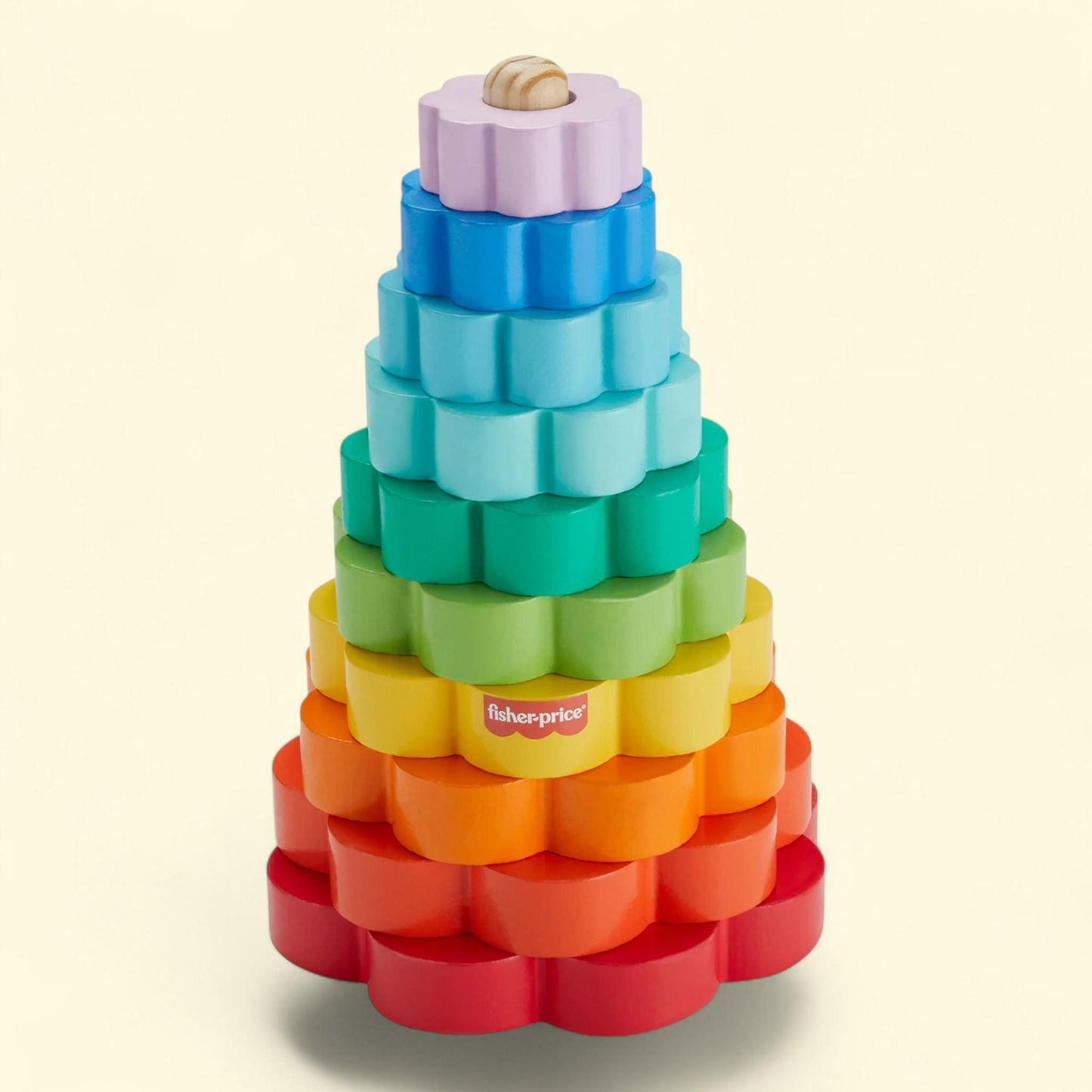 Fisher-Price Rainbow Ring Stacking Toy, 26 Wood Pieces