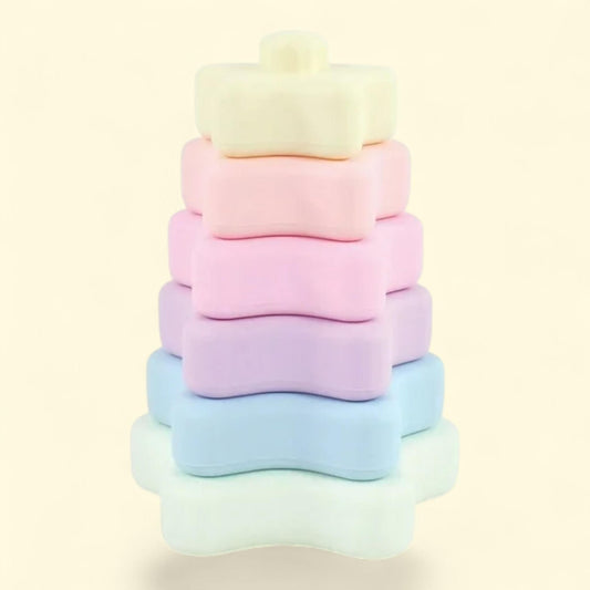 Hudson Baby Silicone Stacking Toy, Star, 6 ct
