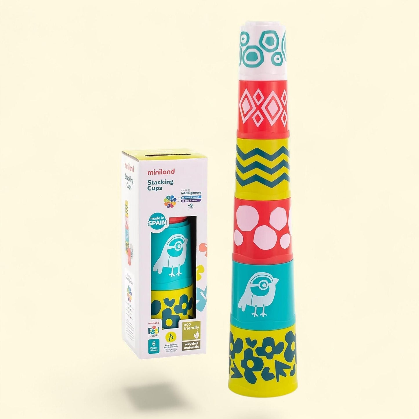 Miniland Stacking Cups, Feel to Learn, 6ct