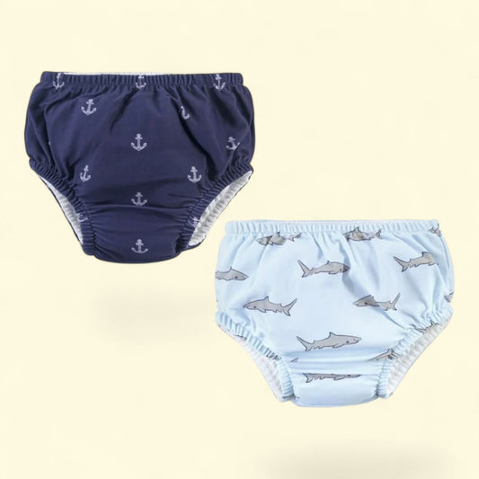 Hudson Baby Swim Diapers, Blue Gray Shark, 0-6 Months