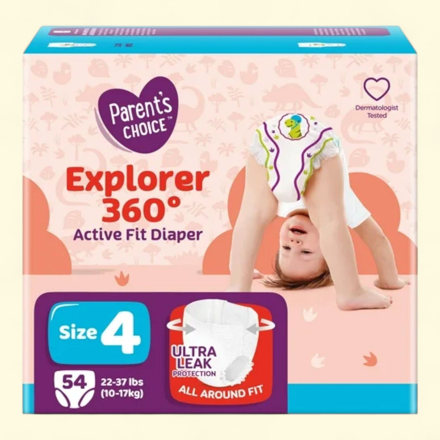 Parent's Choice Explorer 360 Active Fit Diaper Pants, Size 4, 54 Count