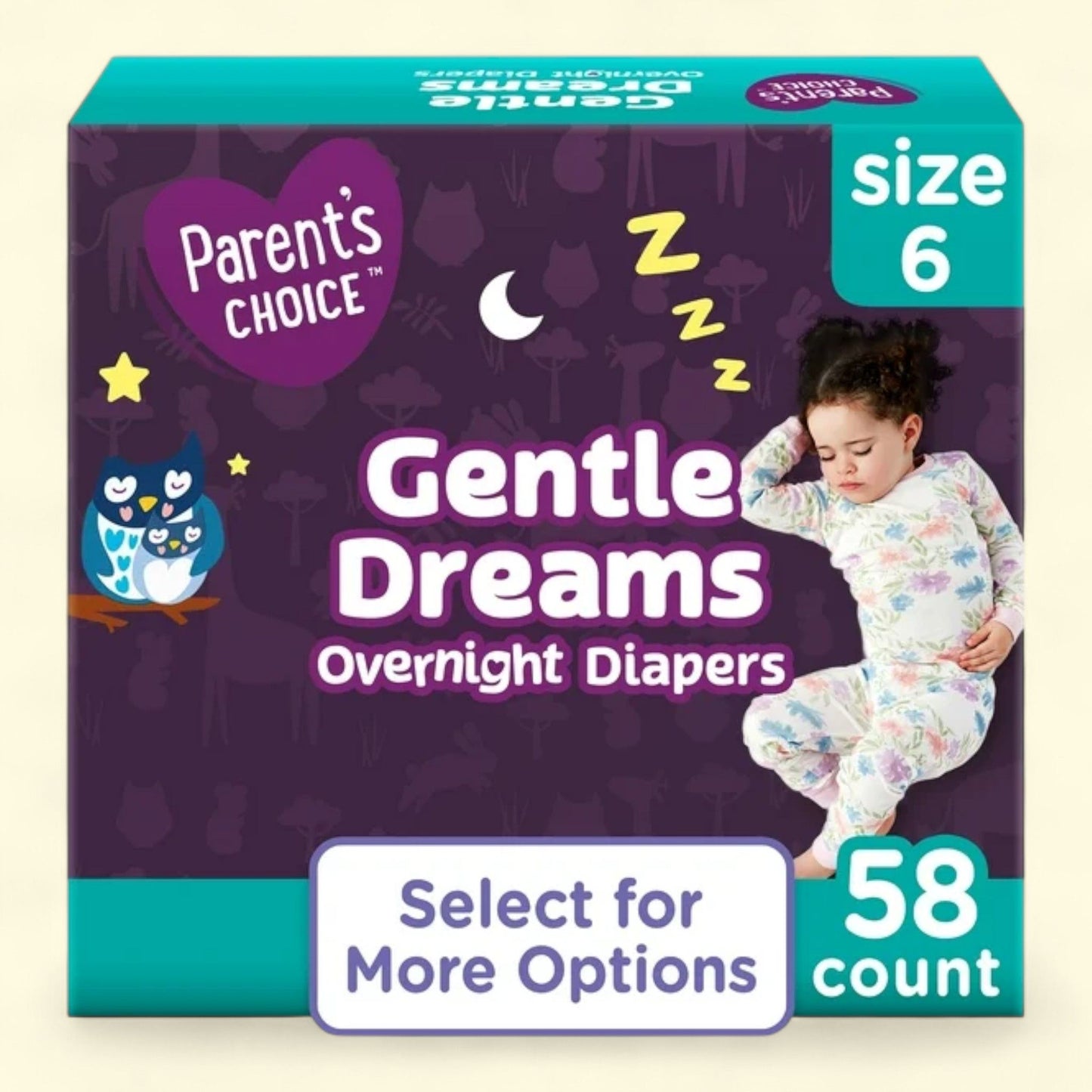 Parent's Choice Overnight Diapers, Size 6, 58 Count