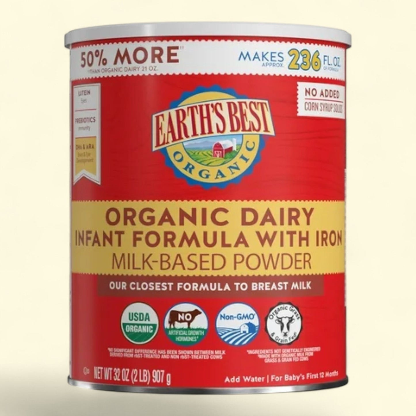 Earth's Best Organic Dairy Powder Baby Formula, 32 oz