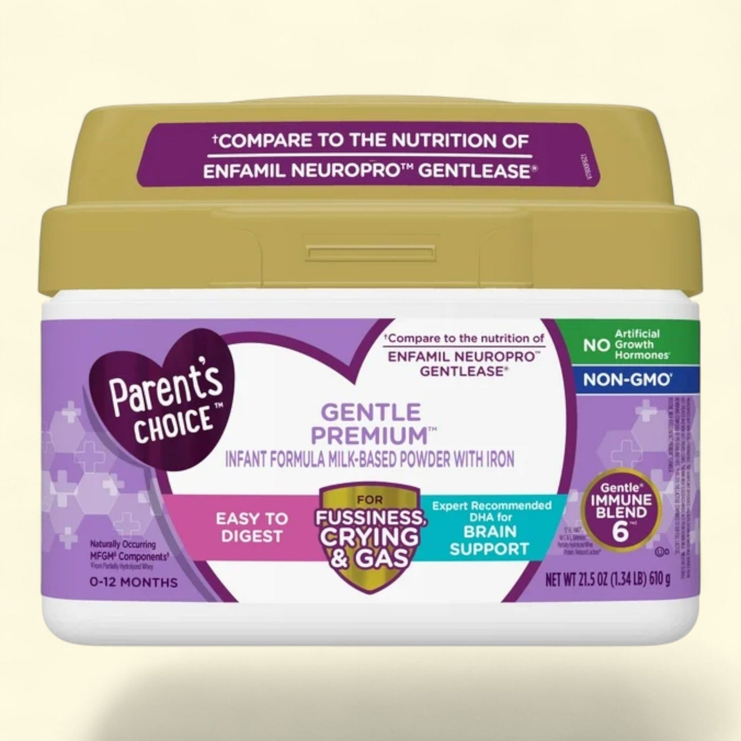 Parent's Choice Infant Formula, Gentle Premium, Milk-Based Powder with Iron, 21.5 oz