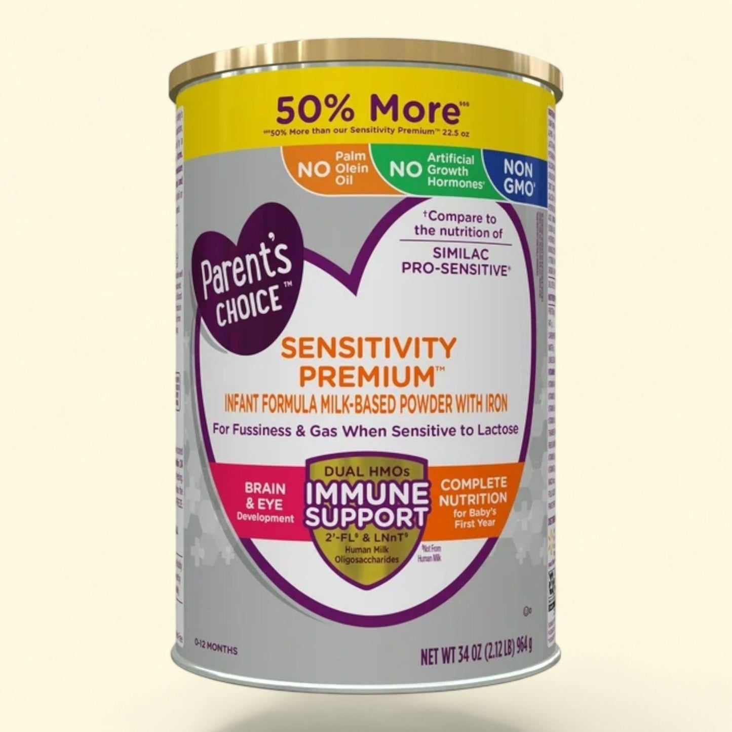 Parent's Choice Sensitivity Premium Baby Formula, 34 oz Canister