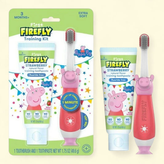 Firefly Peppa Pig Oral Care Training Kit, Light Up Kids Toothbrush, Natural Toothpaste, 1.75 oz