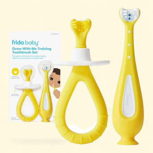 Frida Baby Grow with Me Baby Training Toothbrush Set, Infant to Kids Toothbrush, 2 Piece