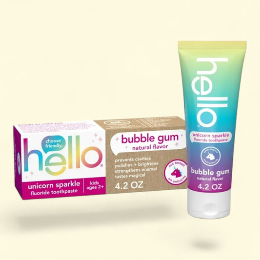 Hello Unicorn Sparkle Kids Toothpaste, Bubble Gum Toothpaste, 4.2 Oz Tube