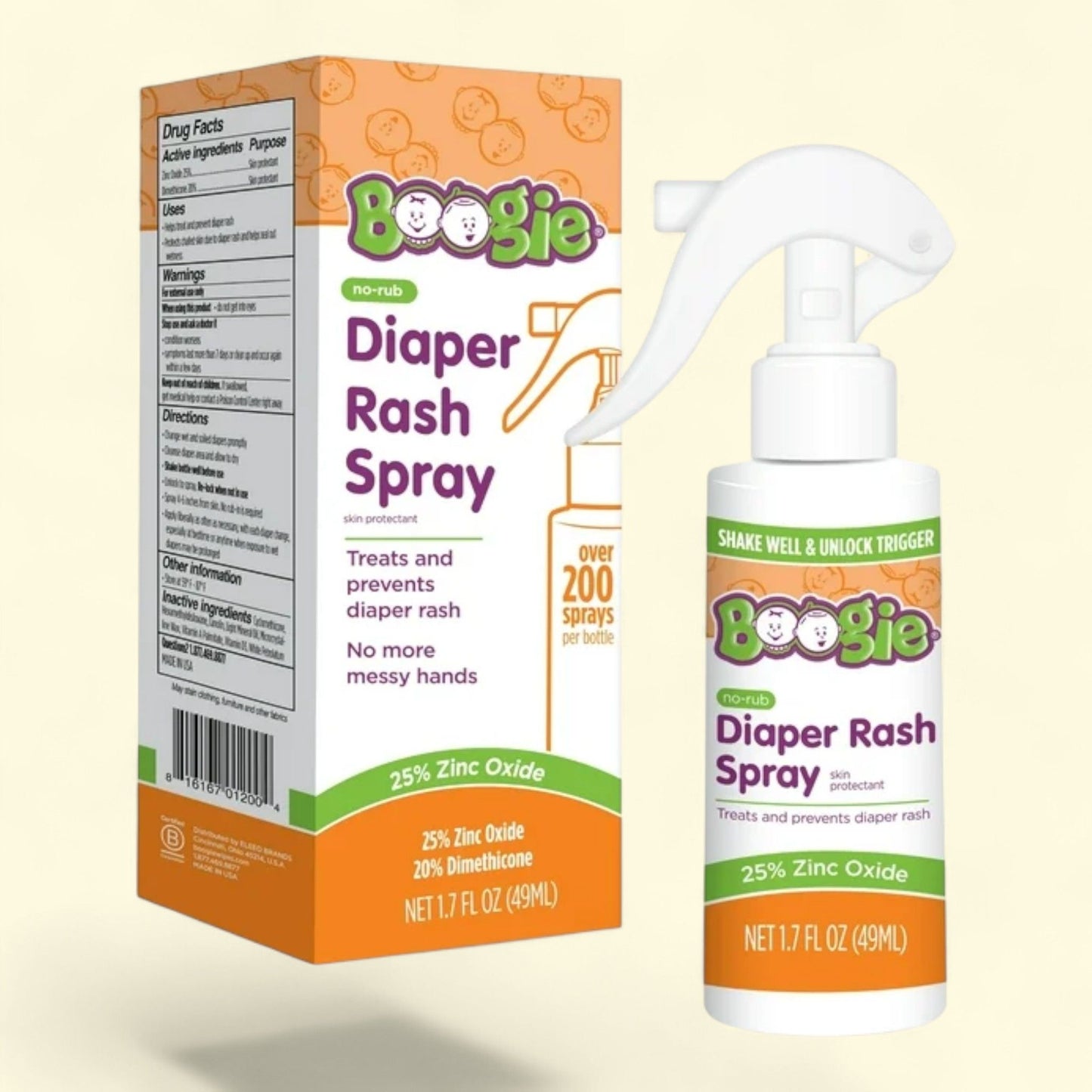 Boogie No-Rub Diaper Rash Spray, 1.7 fl oz