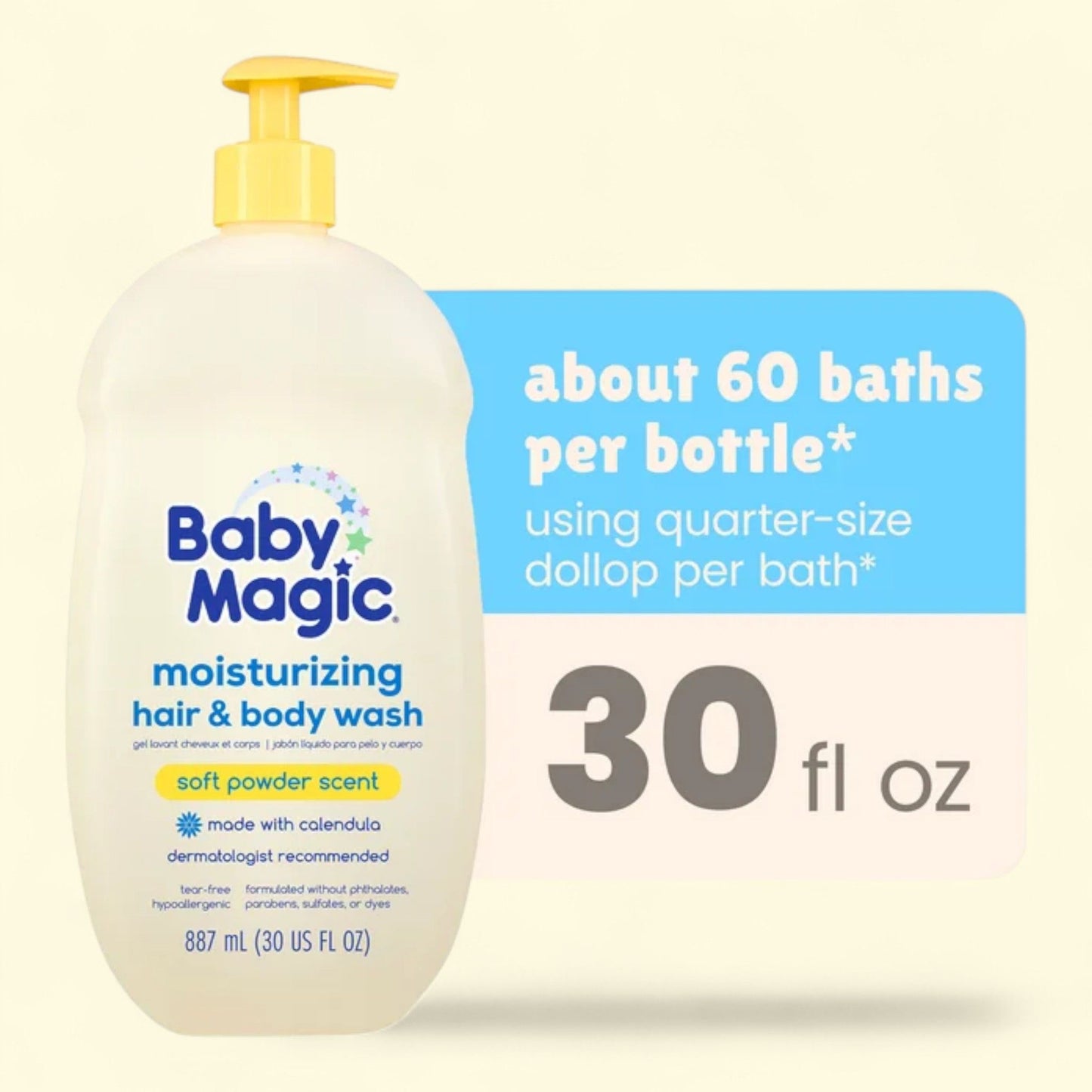 Baby Magic Hair and Body Wash, Soft Powder Scent, 30 oz