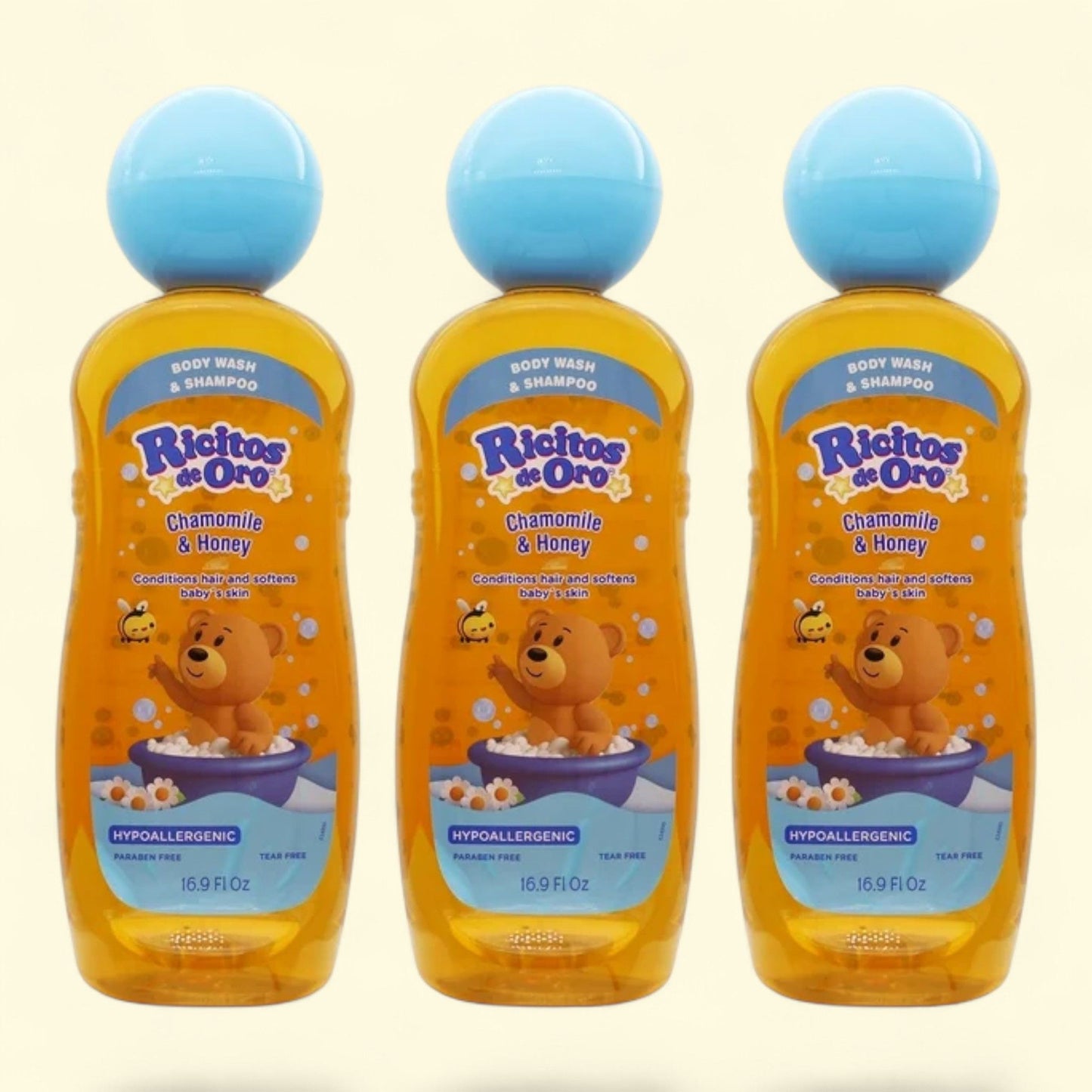 Ricitos de Oro Chamomile Wash & Shampoo, 16.9 oz, 3 Pack