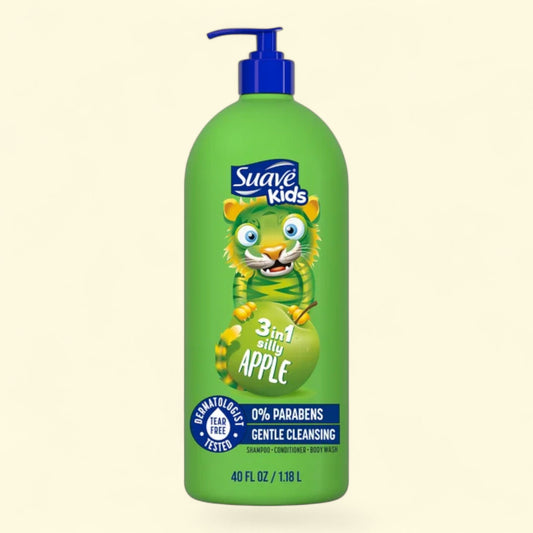 Suave Kids 3-in-1 Shampoo, Conditioner & Body Wash, Silly Apple, 40 fl oz