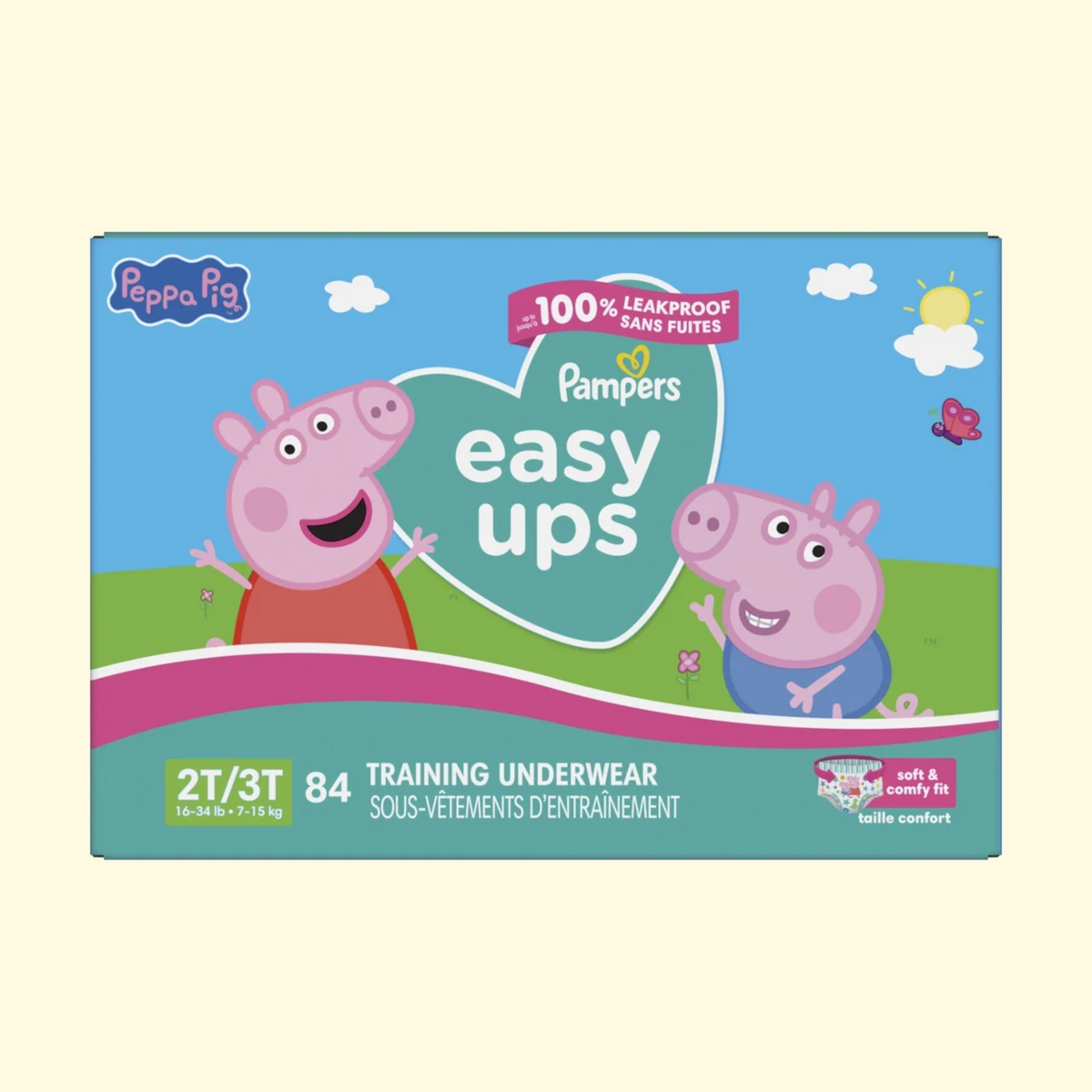 Pampers Easy Ups Peppa Pig, Size 2T-3T, 84 Ct — authentic US product shipped worldwide by Treatspree