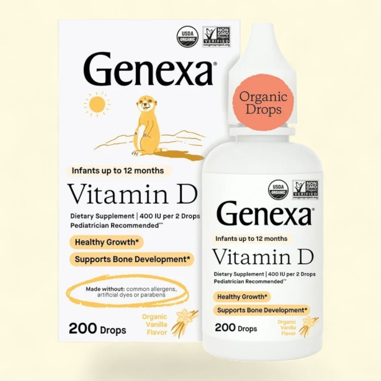 Genexa Baby Organic Vitamin D Drops, 200 Drops