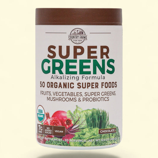 Country Farms Super Greens Drink Mix, Chocolate, 10.6 oz.