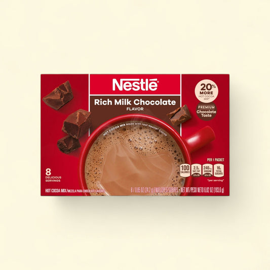 Nestle Hot Cocoa Rich Milk Chocolate Flavored Mix, 6.829 oz, 8 Count — authentic US product shipped worldwide by Treatspree