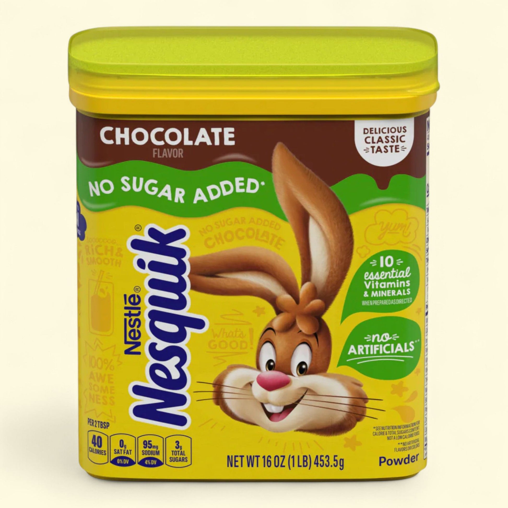 Nesquik Chocolate Milk Powder Mix, No Sugar Added, 14.1 oz